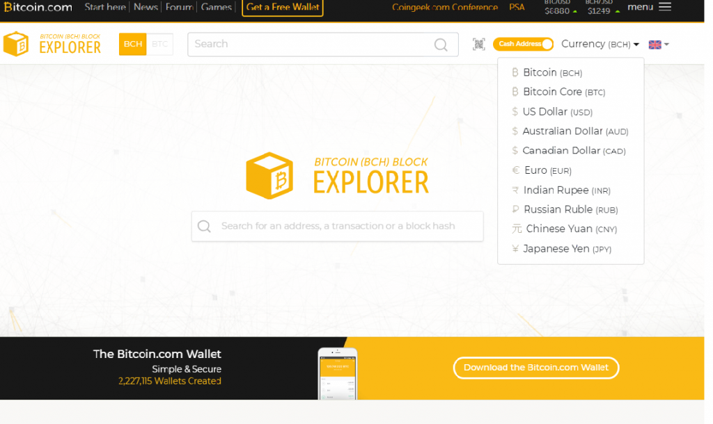 Bitcoin.com block explorer