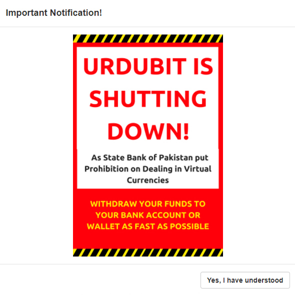 Pakistan’s Urdubit Exchange Shuts Down After Crypto Ban