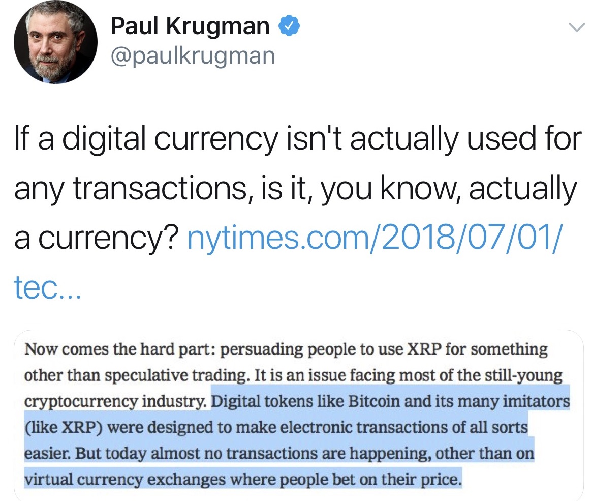 Paul Krugman Trolls Ripple, Accidentally Making a Case for Bitcoin Cash