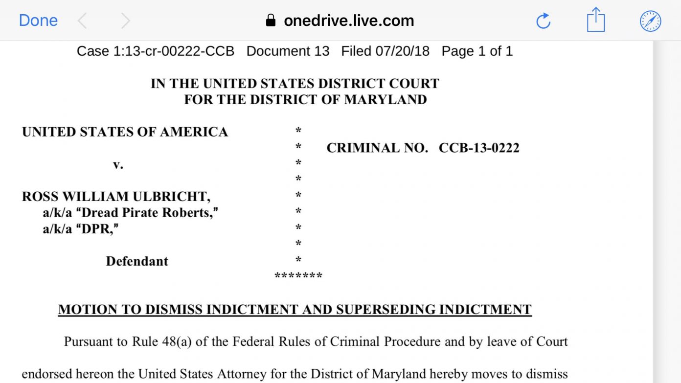 Ross Ulbricht Murder-for-Hire Indictment to be Dismissed