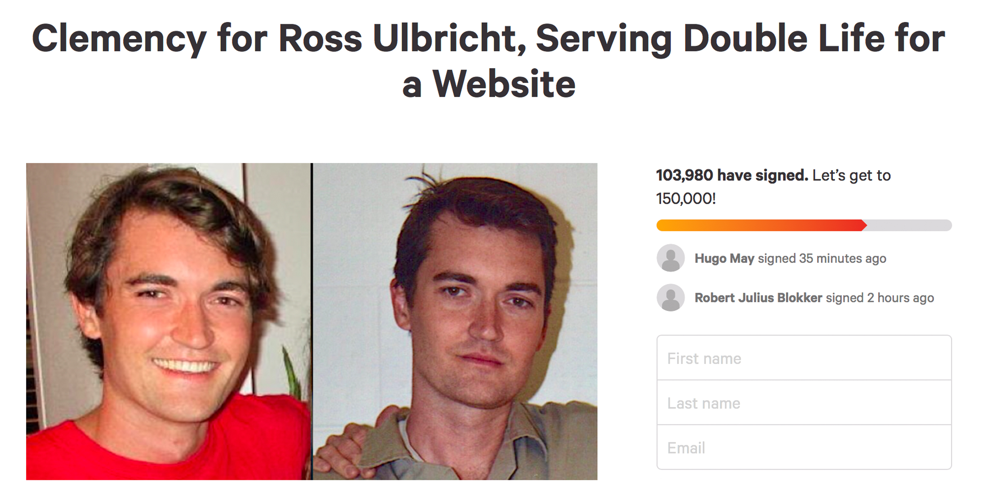 Petition to Free Ross Ulbricht Gathers 100,000 Signatures