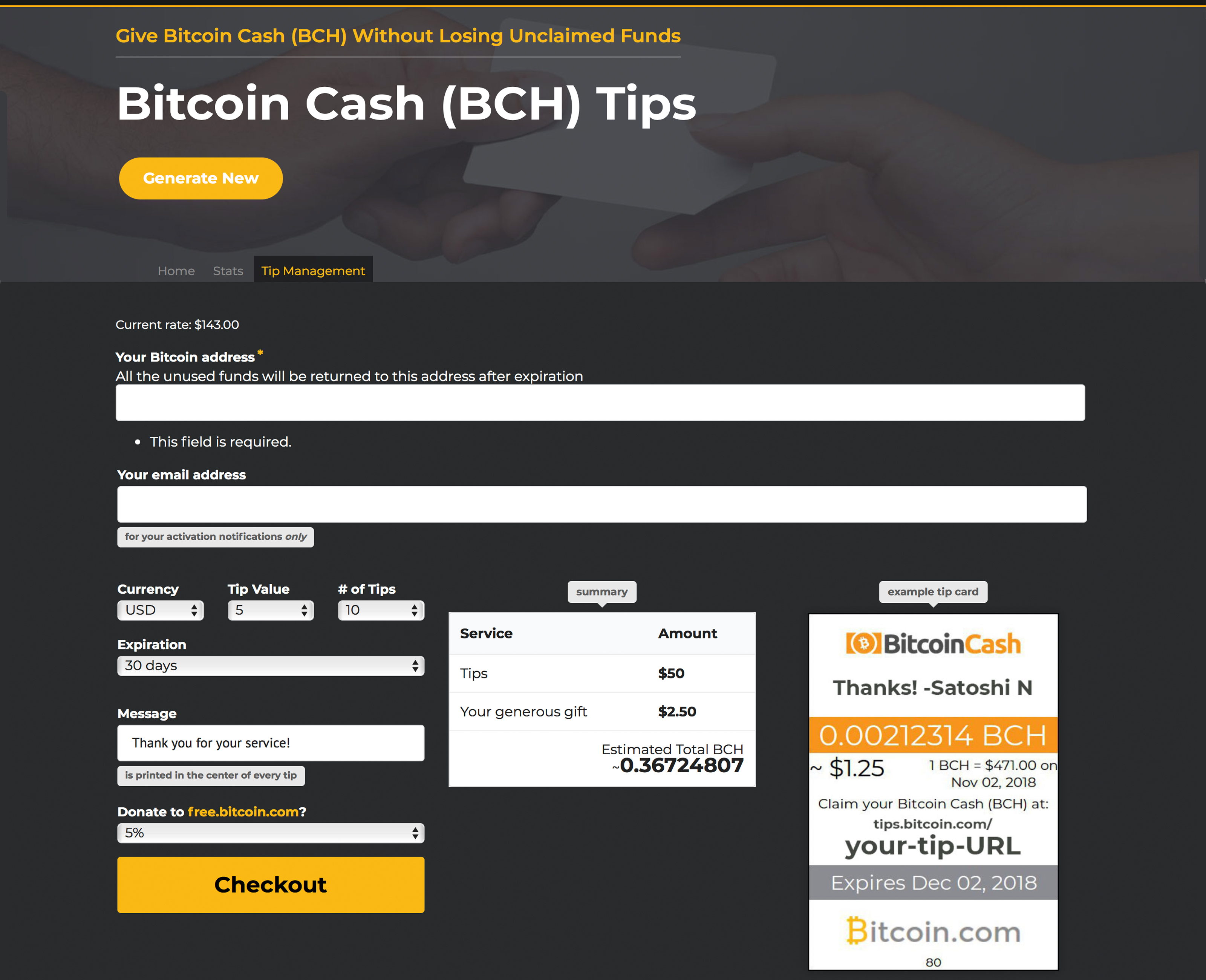 Express Your Gratitude With Bitcoin.com's New Refunding Tip Generator