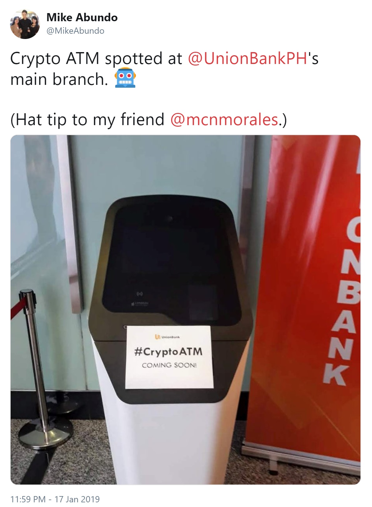 Union Bank of the Philippines Launching Cryptocurrency ATM