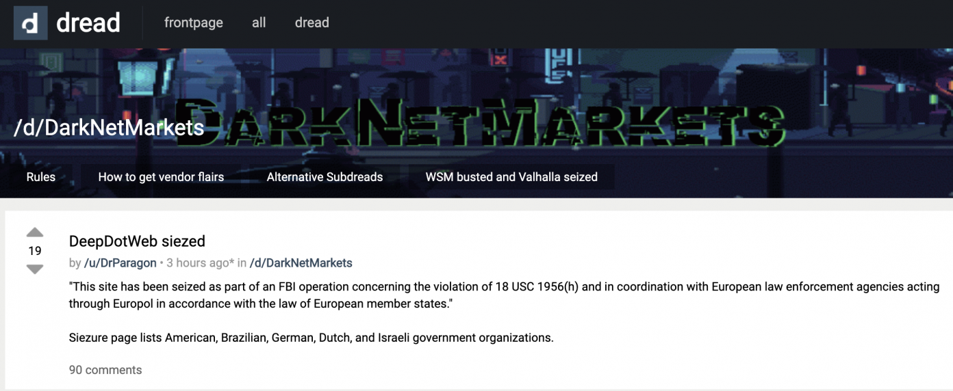 Feds Seize News Site Deepdotweb as Darknet Crackdown Intensifies