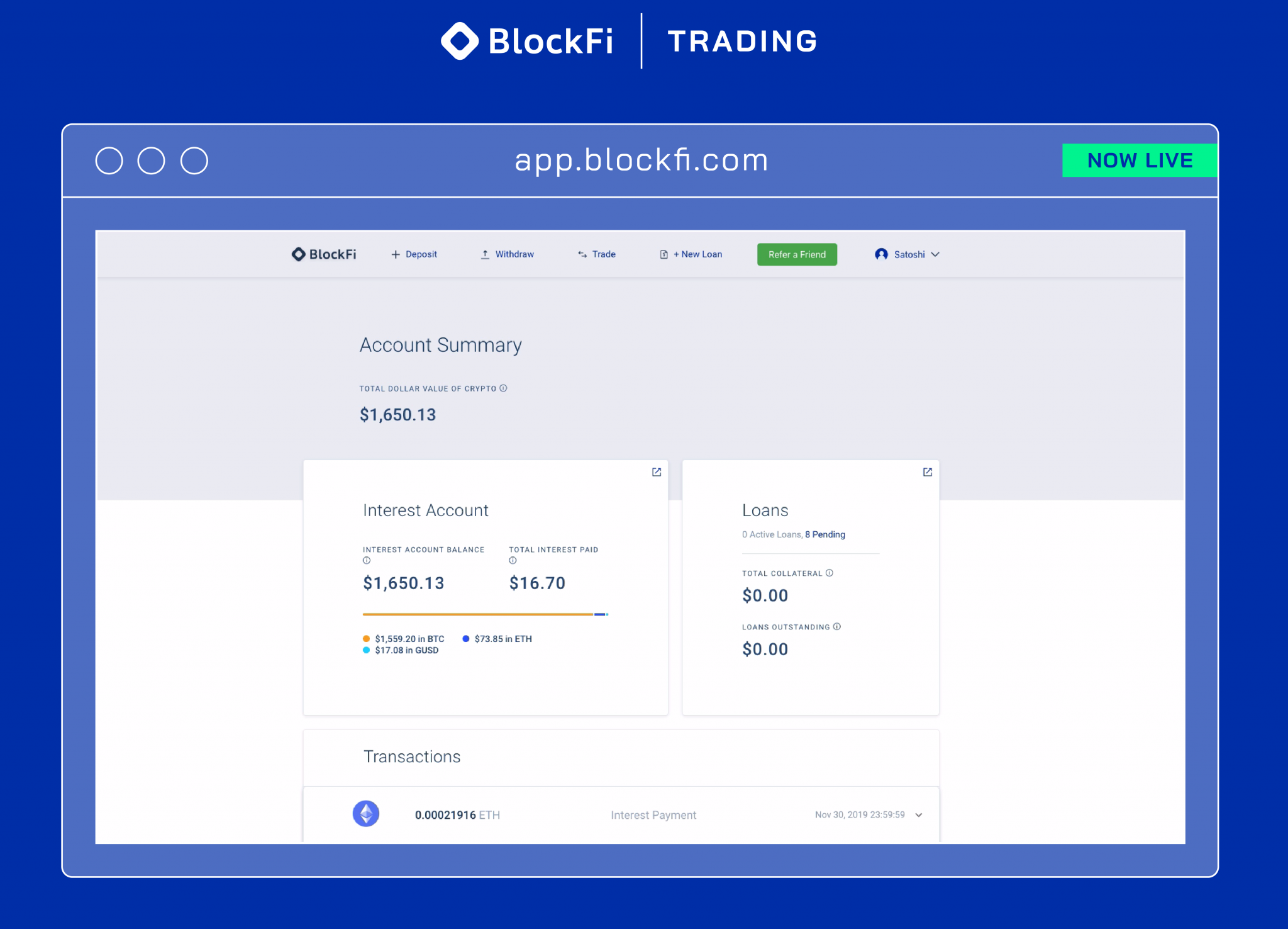 Crypto-Focused Lender Blockfi Launches Trading Platform