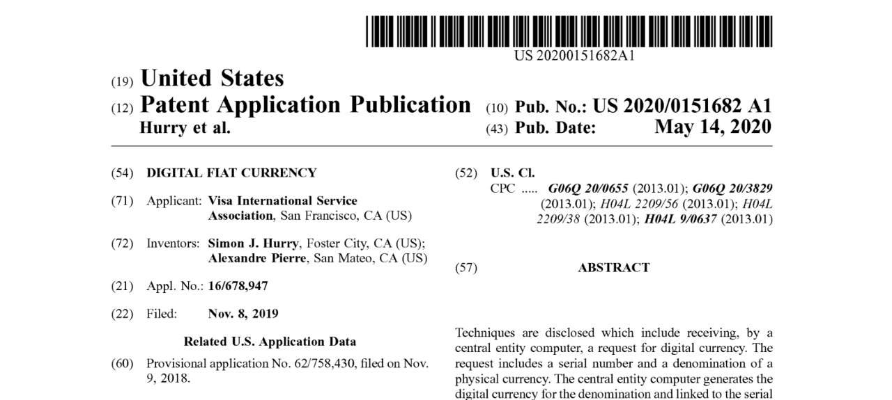 Patent application. Fiat – Digital currency and Digital currency – Fiat methods.