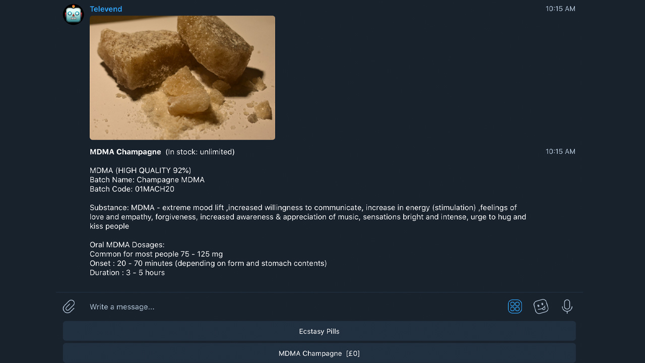 A System of Robot Drug Dealers on Telegram Allows People to Buy Illegal Products for Bitcoin