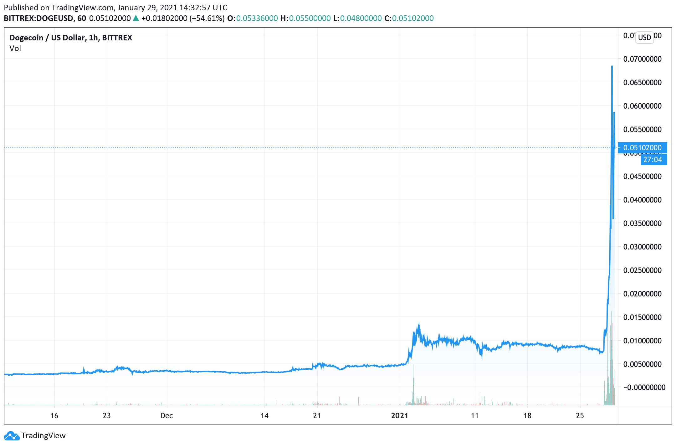 Dogecoin Price Skyrockets 325%, Crypto Fueled by Elon Tweets and Redditors