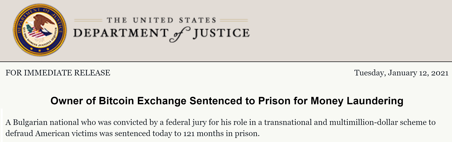 Crypto Exchange Owner Sentenced to 10 Years in Prison for Multimillion-Dollar Scheme to Defraud Americans